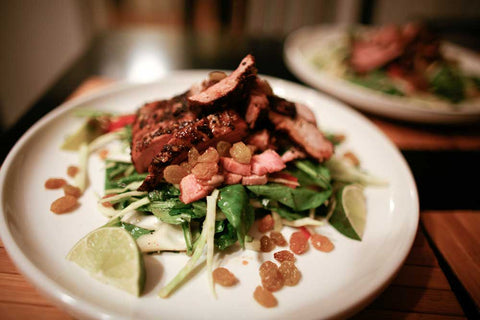Holiday Tenderloin, Cranberry & Pear Salad with Honey Mustard Dressing